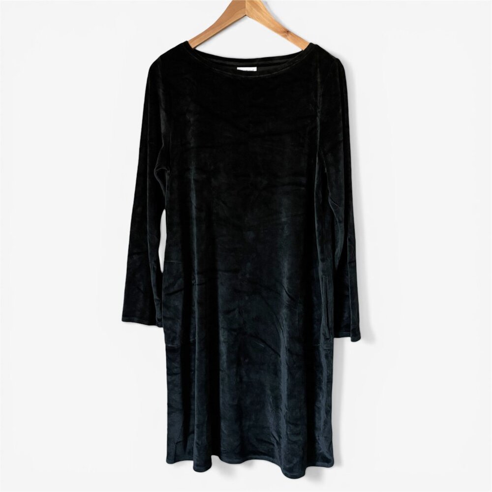 J.Jill Pure Jill Long Sleeve Black Velour Dress Size M Whimsigoth Dark Romantic